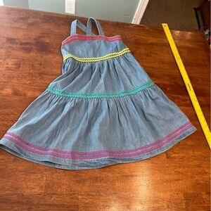 Hanna Andersson dress blue denim chambray size 6-7 100% cotton